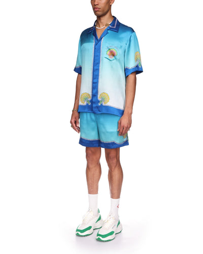 Camisa de seda con conchas de colores