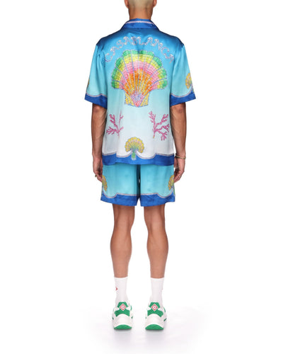 Camisa de seda con conchas de colores