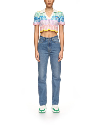 Top de crochet con ondas degradadas